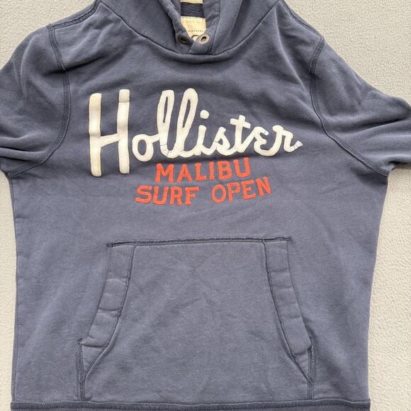 Hollister Hoodie Sweatshirt Mens XL Blue Malibu Surf Open Graphic Pullover - Picture 8 of 10
